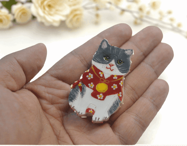 Clay Cat & Dog Party Fridge magnet - Vivi's Handmade World