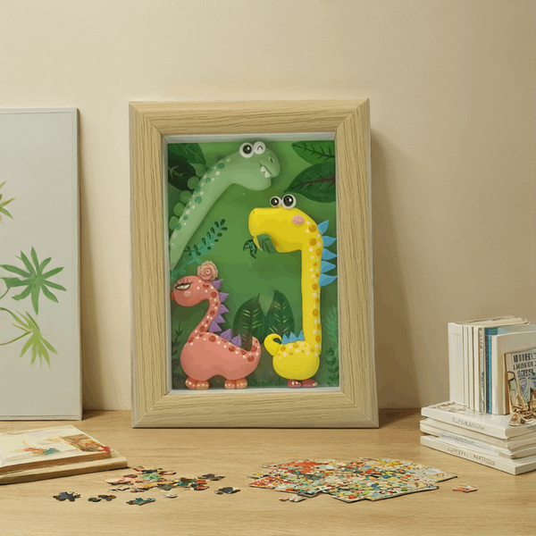 Handmade Air Dry Clay Dinosaur Picture Frame - Unique Art for Kids' Room - Vivi's Handmade World