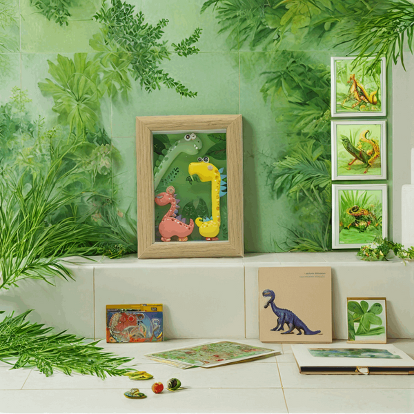 Handmade Air Dry Clay Dinosaur Picture Frame - Unique Art for Kids' Room - Vivi's Handmade World