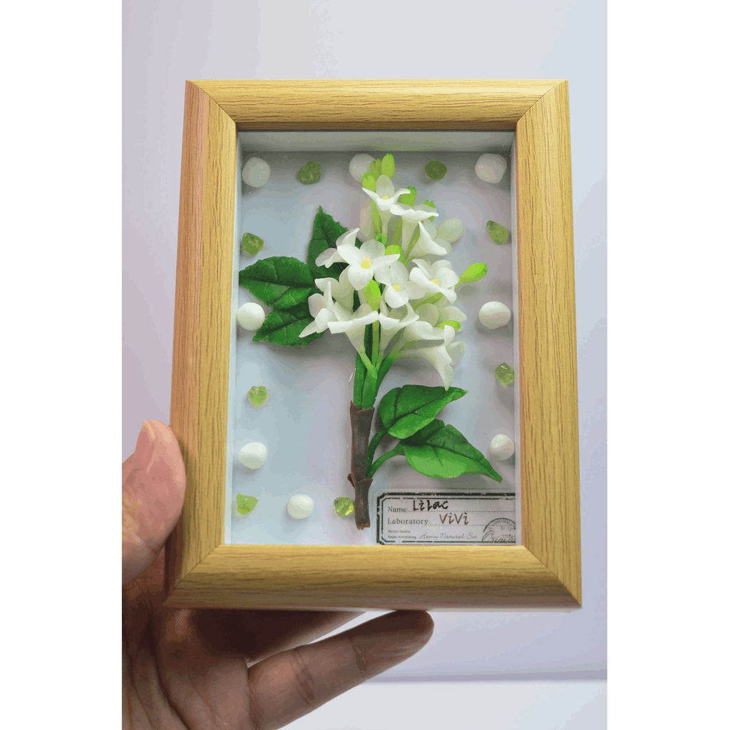 Porcelain Flower Wooden Clay Picture - Vivi's Handmade World