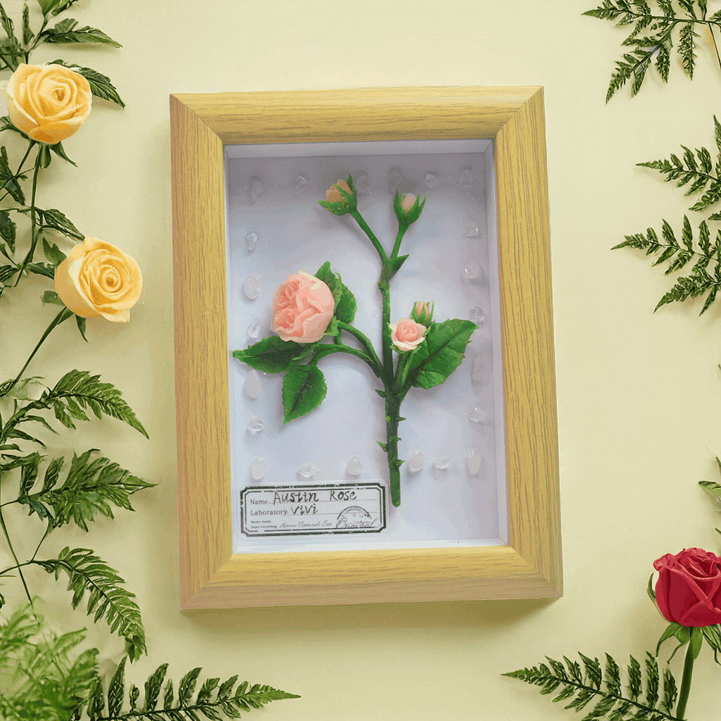 Porcelain Flower Wooden Clay Picture - Vivi's Handmade World